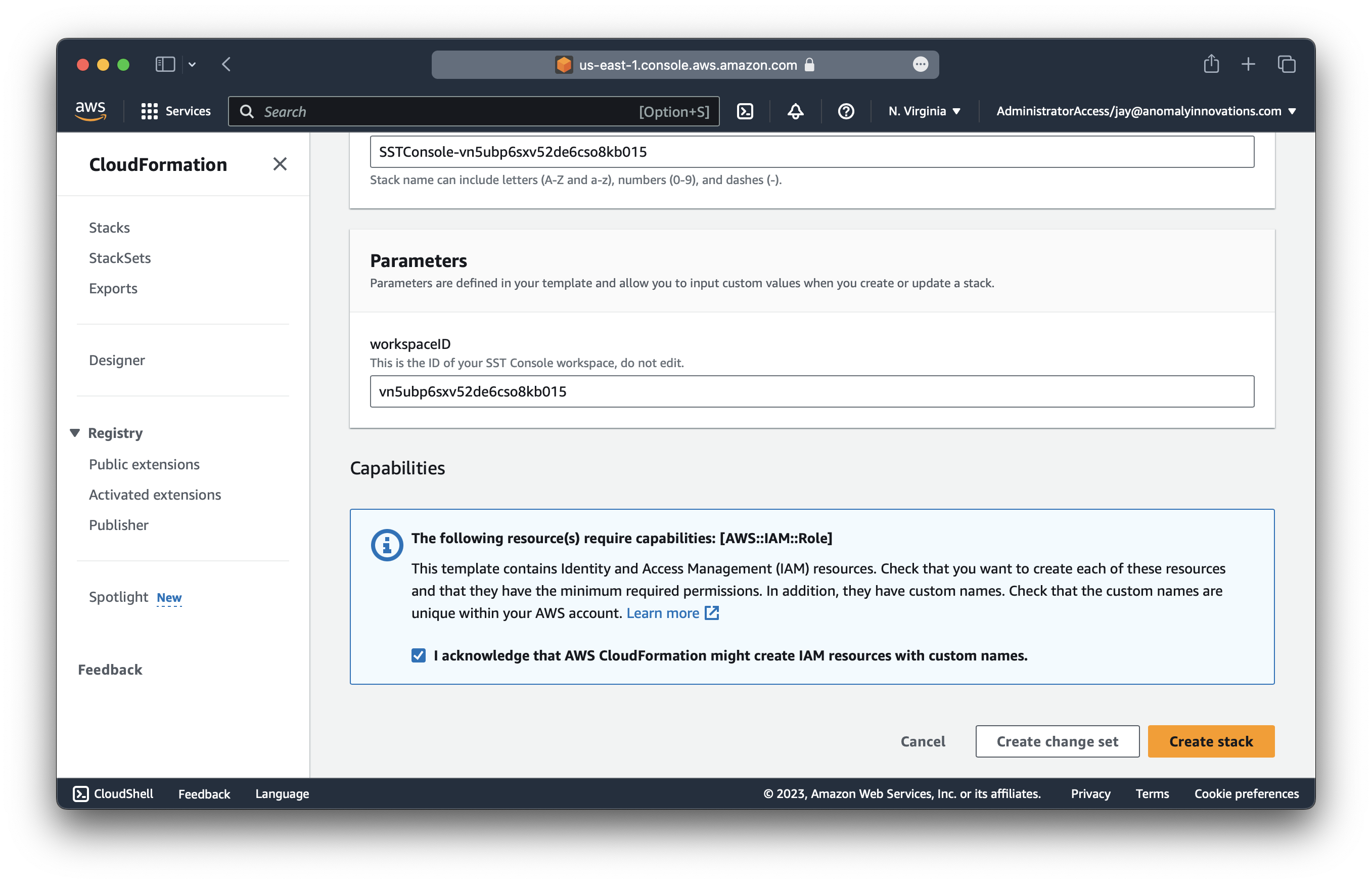 SST Console connect an AWS account