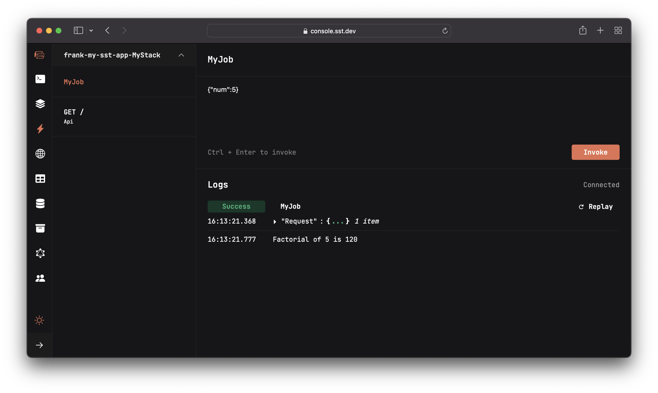 SST Console Functions tab